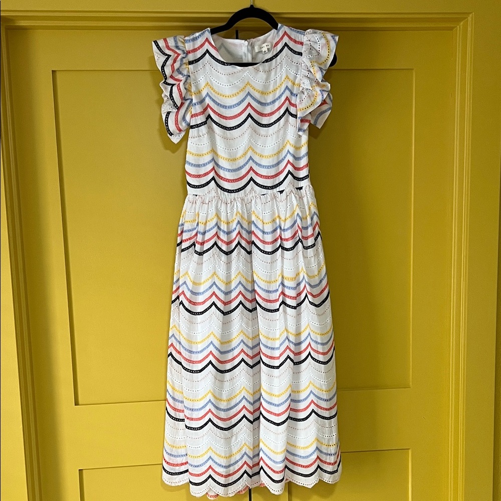 Colorful Striped Ruffle Sleeve Dress